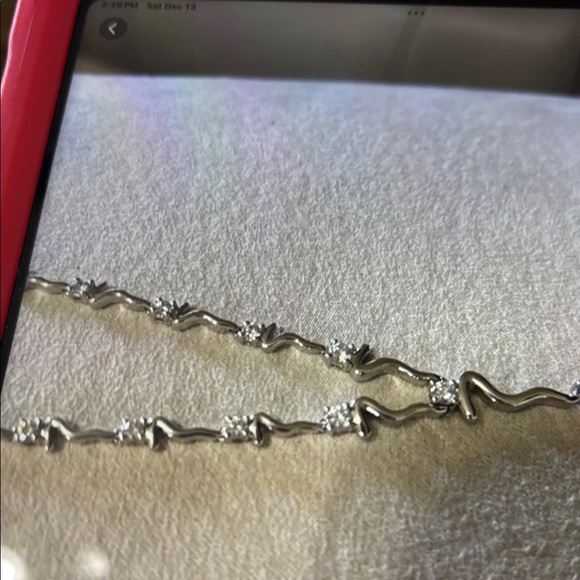 JTV Silver Necklace with Crystal Accents, length is 16” choker l - Picture 7 of 8